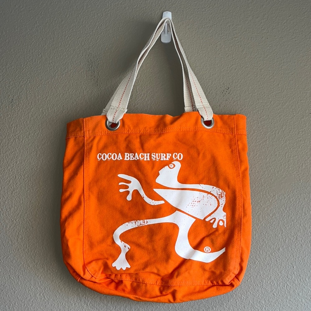 Cocoa Beach Surf Co Orange & White Canvas Tote